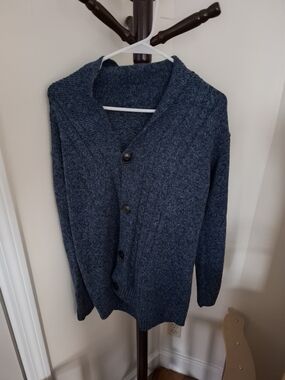 Men's Shawl Cardigan Collar Button-Up Sweater - Navy